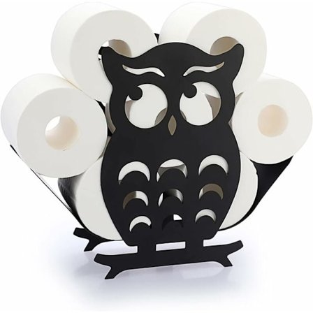 Toalettpappershållare i metall, ugglaform, förvaring av papper till badrum (svart)