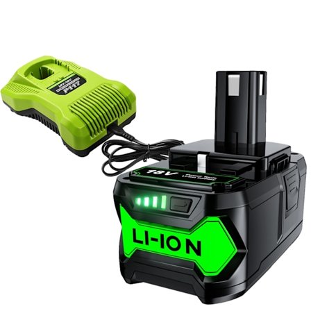 Ryobi 9Ah Batteri Ersättning, Kompatibel med Flera Modeller, Certifierade Säkerhetsstandarder,9.0 med laddare