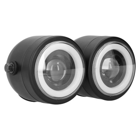 Universaali LED-ajovalaisin Pyöreä Kaksoisvalot Angel Eyes High Low Beam Retro Moottoripyörä Valkoinen DRL