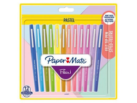 Paper Mate Märkpenna Flair pastell 12/fp - Lyreco - Kontorsmaterial - Pennor - Finelinerpennor