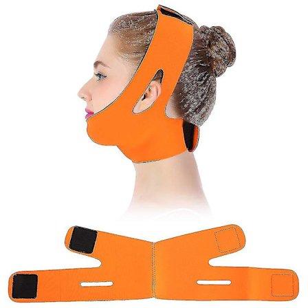 Ansigtsslankende kindmaske, V Face Line bælte Åndbar hageløftning Anti-rynke søvnmaskestrop (orange),elrosa