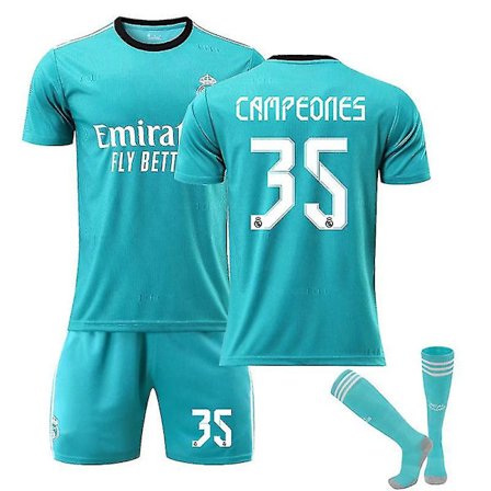 Real Madrid Second Away Grøn trøje nr. 9 Benzema nr. 10 Modric fodboldtrøjesæt børnetrøje