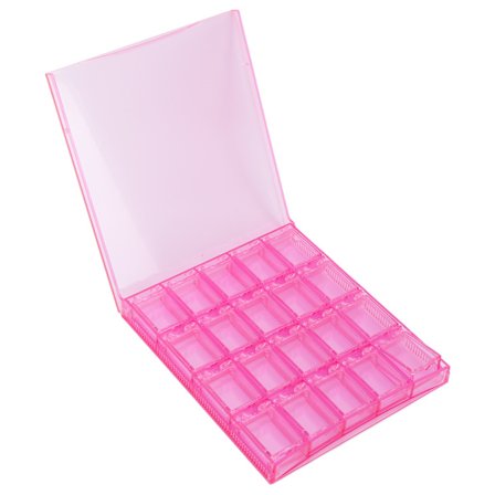 Rosa Gjennomsiktig Akryl Neglelakk Oppbevaringsboks 20 Ruter Avtakbar Design for Neglekunst Smykker Perler Dekorasjoner
