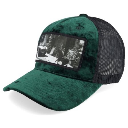 Calza Pennello - Grön trucker Keps - Secret Agent And Car Velvet Green/Black A-Frame Trucker @ Hatstore