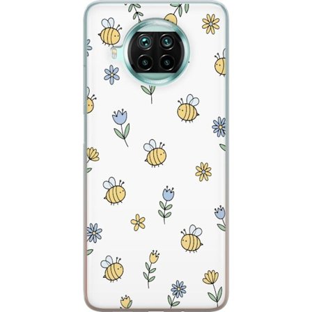 Kompatibel Mobilcover til Xiaomi Mi 10T Lite 5G Mønster med gule bier og små blomster på lys baggrund i legende stil