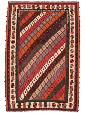 Orientalischer Kelim Vintage Teppich 167X250 Dunkelrot/Schwarz Wolle, Persien