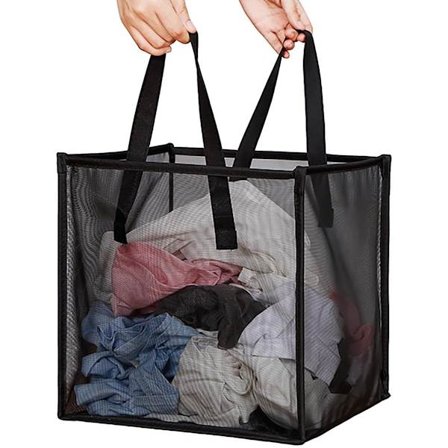 Pop-up tvättkorg i mesh med handtag, bärbar och hopfällbar tvättkorg, hopfällbar förvaringsorganisatör för tvättstuga, kläder och leksaker