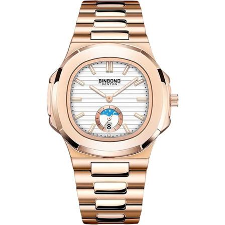 Herrar Enkel Kvartsur Vattentät Luminous Datumskalender Rostfritt Stål Vit Roséguld White rose gold