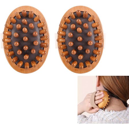 Massagebørste 2-pak træhovedbundsmassagebørste Meridian Triggerpunktmassager Kropsmassageværktøj til fjernelse af cellulite Muskelsmerterlindring Gua 