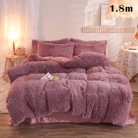 4 st/ set Färgglada fluffiga sängkläder Set Långt plysch cover Lakan Örngott Set