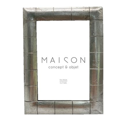 Valokuvakehys, hopeinen polyresiini, 17x22cm