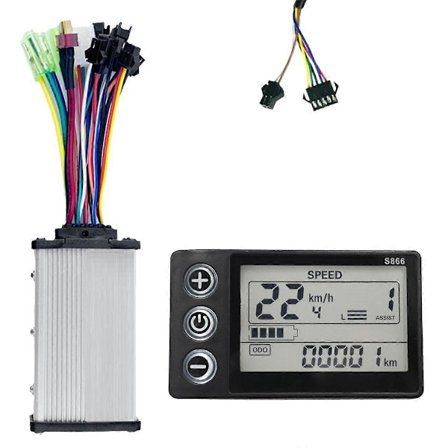 S866 Kontrollerpanel Dashboard+36V 350W Sinusbølgekontroller Elektrisk Sykkel LCD-Skjerm for E-Sykkel