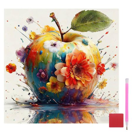 Æble Diamant Maleri Sæt til Voksne, Æble Diamant Kunst Sæt til Voksne, DIY 5D Diamant Maleri Sæt til Begyndere Hjem Vægdekoration 35x35 cm/14x14in