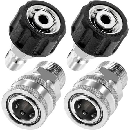 4-pack trycktvättsadapter M22 14mm till M22 rostfritt stål, 5000 PSI