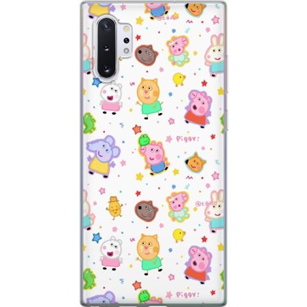 Kompatibel Mobilcover til Samsung Galaxy Note10+ Farverige tegneserie dyrekarakterer i en legende stil med stjerner og prikker på en lys baggrund