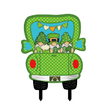 Saint Patrick Day Garden Stake Gnome Hat Dekorativ Yard tecken för Home Festival Holiday Nyårsfest bakgrund 55