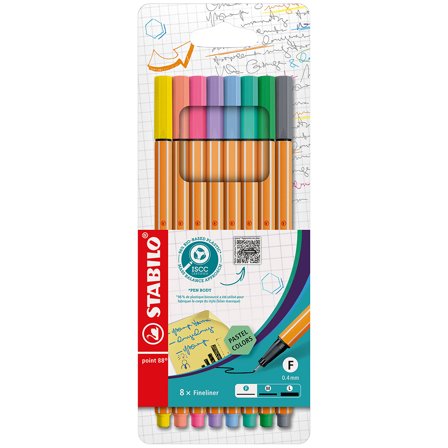 Stabilo Point 88 Fineliner 8-pak Pastel