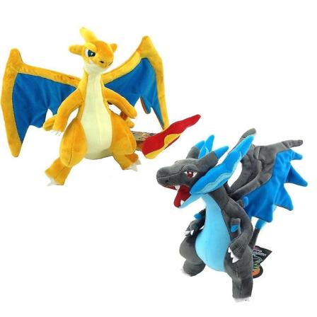 2x Mega Charizard X Y Fire Dragon Plyschleksak Gosedjur Figur 9" A