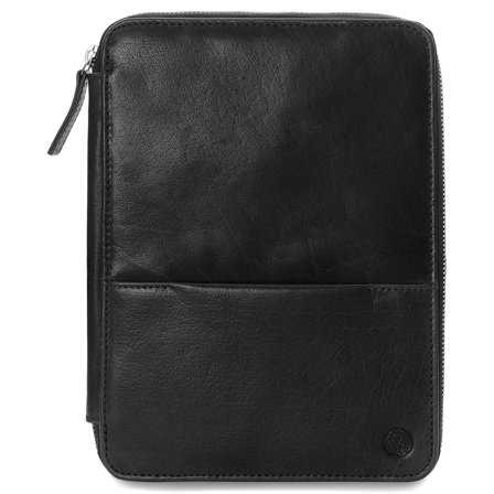 Black Zippered Refillable Buffalo Leather Notebook & Journal Cover for Men