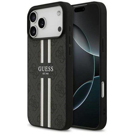 Guess Mobilskal till iPhone 17 Pro Max MagSafe 4G Printed Stripes - Svart