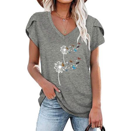 Kortärmad T-shirt För Kvinnor V-ringad S