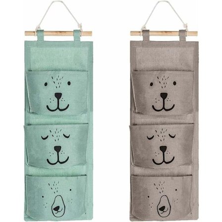 2 kpl Ripustustettavat Säilytyspussit 3 Taskua Canvas-Kangas Kori Vedenpitävä Säilytyspussi Kaukosäätimelle Lasille Koruille Postille Avaimille (