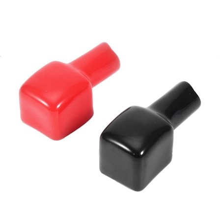 2 stk Plastbil Positiv Pol Batteri Terminal Isolerende Hetter Beskyttelsesdeksler Svart og Rød