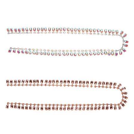 Dekorativt strassband med strass i champagne AB-färg, kan skäras till