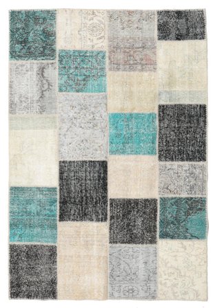 Annodato A Mano Patchwork Tappeto 159X233 Di Lana Beige/Grigio Piccolo