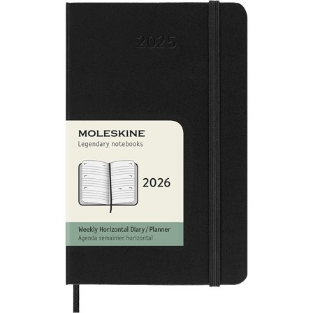 Diary 12M Weekly Horizontal 2026 Hardcover Pocket Black