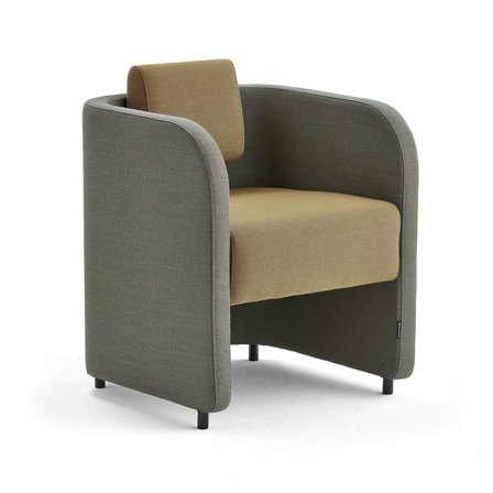 Lænestol COMFY, med ben, uldstof, turkis med orange/guld