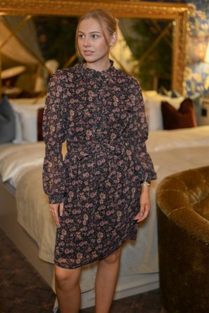 Siri short Dress Black /pink flower S