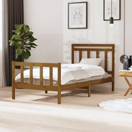 Vidaxl Sängram Honungsbrun Massivt Trä 100x200 Cm Brun