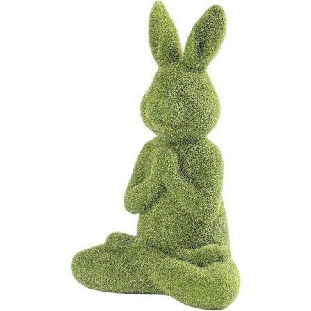 Påskehare Dekoration, Mos Hare Figur Flocked Kanin Dekoration til Have Hjem Kontor Fest Bord Bordplade (Grøn A)