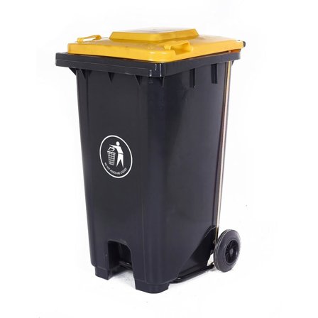 Pedal-operated wheelie bin, 240 L, yellow lid