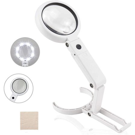 5x 11x Stående Håndholdt Belysningsforstørrelsesglas Med 8 LED Lys, Læseforstørrelsesglas, Bordforstørrelsesglas Med Foldsammenklappelig Stativ, Til 