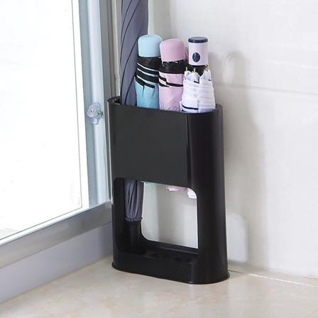 Paraplyholder (svart) plast med hydroskopisk brett, lite plassbesparende paraplyholder, organisator, 28 x 22 x 9 cm