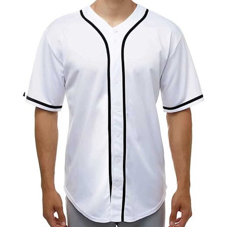 Baseballjakke til mænd, skjorte med knapper, kortærmet mode Hip Hop Sportstøj - Størrelse L - Hvid