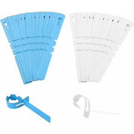 200 stk. plastik plante etiketter, plastik havemarkør, genanvendelige og vandtætte etiketter flerfarvede plastik etiketter til planter, blå, hvid - 