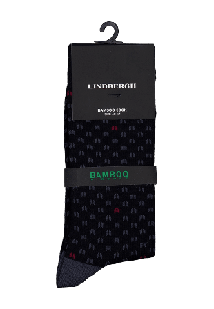 Lindbergh Pattern Bamboo Sock Strumpor Herr Svart 40-47