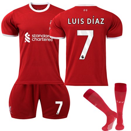 23-24 Liverpool Home Kids Football Shirt Kit nr 7 Luis Diaz