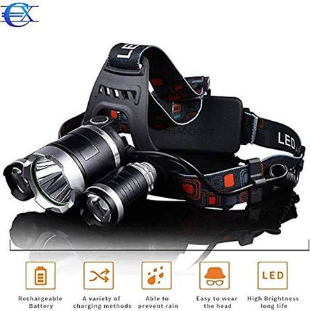 Genopladelig LED Pandelampe Med 4 Lystilstande Ideel Til Camping / Fiskeri / Cykling / Løb / Jagt Og Andre Sportsgrene Høj Effekt 9.000 Lm