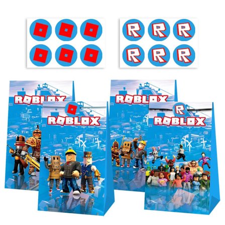 12 st Roblox Pappers Godis Loot Påse & Klistermärken Presentpåse Barn Födelsedagsdekorationer