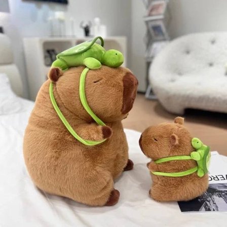 Capybara plyslegetøj 25 cm Capybara bærer skildpadde Realistisk blød Capybara legetøj Blød plys Capybara plys 25 cm