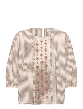 Crsheela Blouse Blus Långärmad Multi/mönstrad Cream