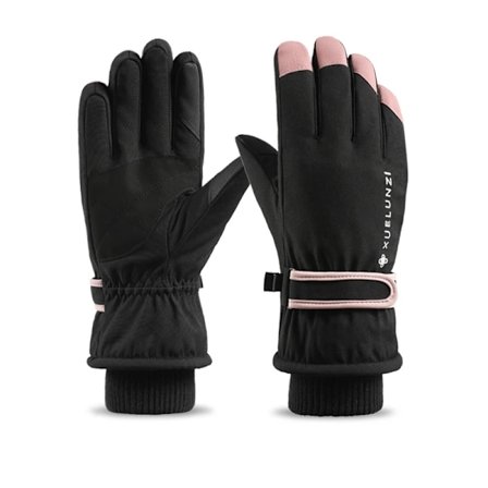 /EA/Vinterhandsker til kvinder plus fløjlsfortykning, kulde- og vindtæt, vandtæt cykelmotorcykel udendørs varme vinterskihandsker med gråt tryk