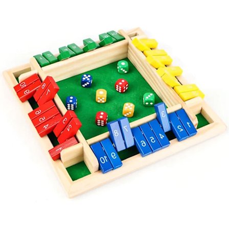 Brettspill i tre, 4 spillere Shut The Box Terning Spill Tre Matematikk Tradisjonelt Pub Brett Terning Spill Reise 4 Spillere Flotte Familiespill