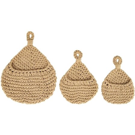 Boho hængende kurv 3 stk., vægmonteret frugtkurv til opbevaring af friske produkter, -grøntsager til kartoffel, løg og hvidløg