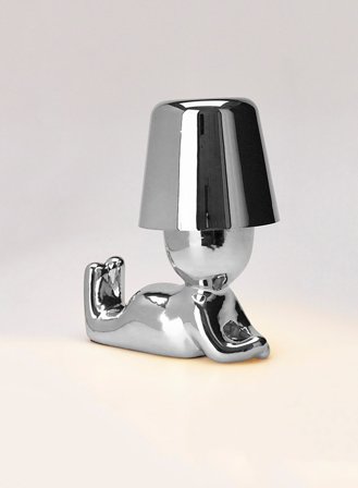 Happy bordlampe liggende oppladbar - krom