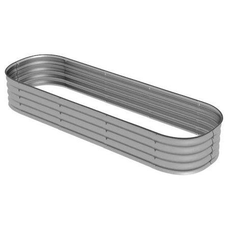 Rootzin korotettu sänky - Kasvipenkki - Modulaarinen korotettu sänky - Suojatut reunat - Perusteeton muotoilu - Galvanoitu metalli - Hopea - 195 x 62